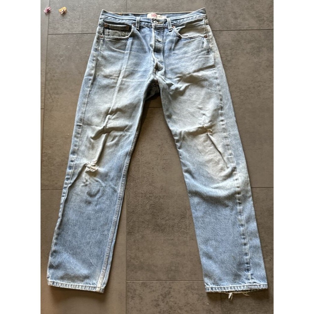 Levi's 501 jeans button fly 34x34 *shrunk* 33x29 distressed grunge normcore